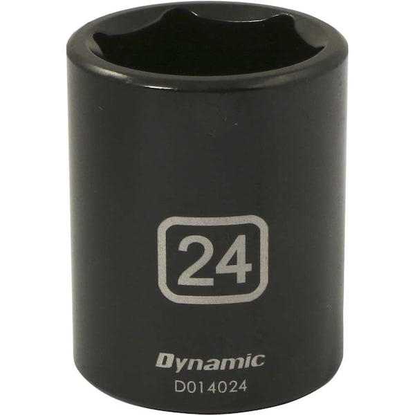 Dynamic 1/2" Drive Standard Socket, Black Phosphate, Tools 1/2" Drive 6 Point Metric, 24mm Standard Length D014024 - main
